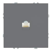 Розетка компьютерная 1-местная RJ-45 (механизм), STEKKER, серия Эмили, RST00-5117-10, платиново-серый, soft touch 49951