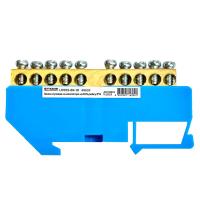 Шина"N" на изоляторе STEKKER 6*9 на DIN-рейку 10 выводов, синий, LD555-69-10