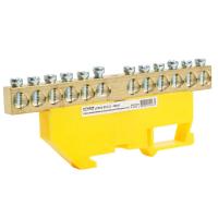 Шина "PE" Stekker на изоляторе 8*12 на DIN-рейку 12 выводов, желтый, LD555-812-12 49555