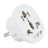 Адаптер-переходник для евровилки с/з, ультраплоский, Stekker ADP16-06-20W, 250В, 16A, IP20,белый 50412