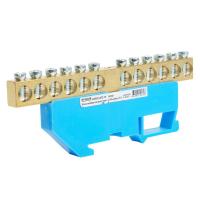 Шина"N" на изоляторе Stekker 8*12 на DIN-рейку 12 выводов, синий, LD555-812-12 49541