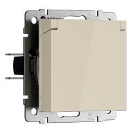 Розетка влагозащищенная с заземдением с защитной крышкой и шторками Werkel слоновая кость W1171203 4690389213151