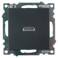 Розетка HDMI 2.1, Type A  (механизм), STEKKER GLS00-7118-05, серия Катрин, черный 50062