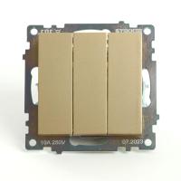 Выключатель трехклавишный Stekker Катрин золото GLS10-7108-08 49219