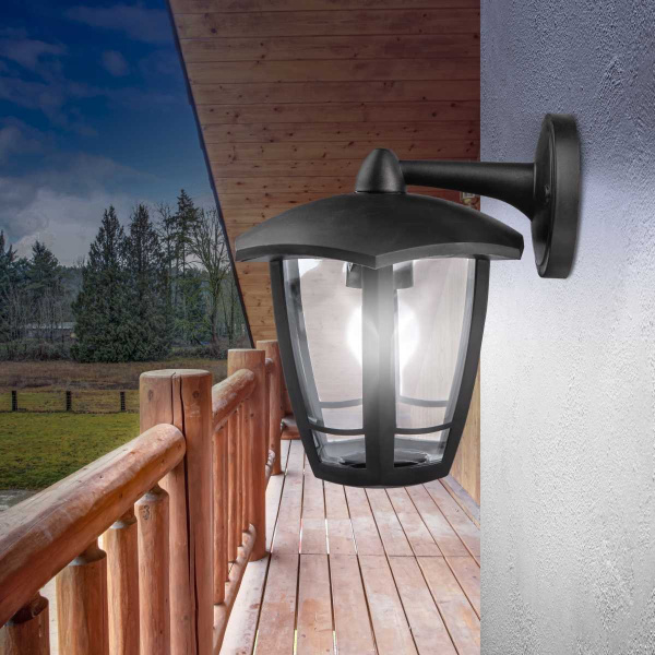 Садово-парковый светильник ЭРА «Дели 3» НБУ 07-40-004 черный 6-гранный настенный IP44 Е27 max 60Вт Б0051188