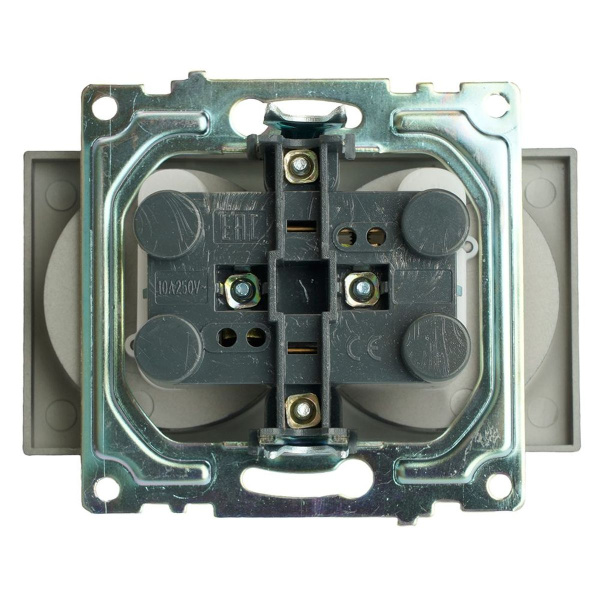 Розетка двойная 2P Stekker Катрин со шторками графит GLS10-7113-06 49421