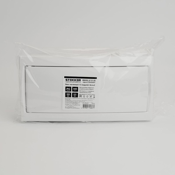Бокс настенный Stekker EBX50-3/12-20 12 модулей, белый, пластик, серия Standart 49644