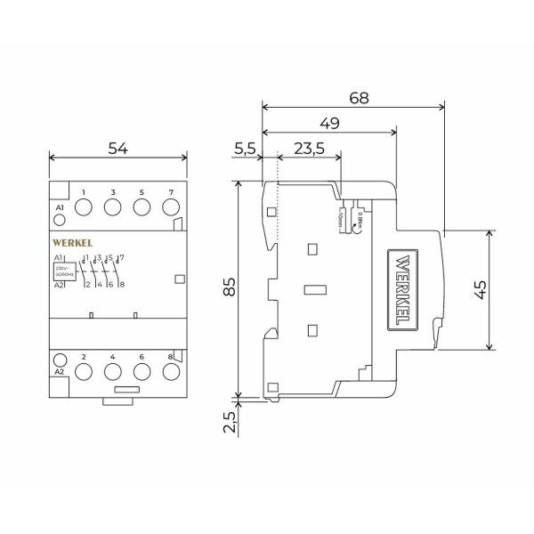 Контактор модульный 40 A 4NO (3 модуля) Werkel W943M40O 4690389212123