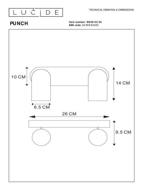 Спот Lucide Punch 13958/02/30