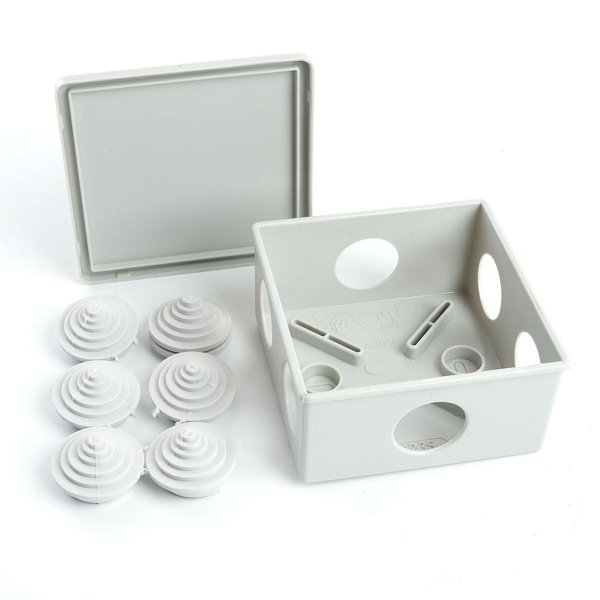 Коробка разветвительная Stekker EBX10-34-44, 85*85*40мм, 6 вводов, IP44, светло-серая (GE41235) 39994