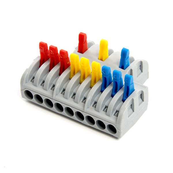 Клемма строительно-монтажная Stekker для подключения фазных проводников 3 контактные группы, (1 ввод,3вывода на полюс) LD222-428 39500