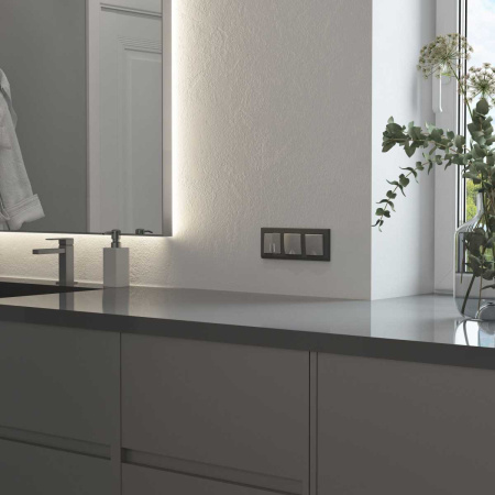 Выключатель двухклавишный с подсветкой Werkel серебряный матовый W1120165 4690389195532