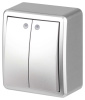 Выключатель ЭРА Эксперт 11-1205-03 двойной с подсветкой IP20 10АХ-250В ОУ алюминий Б0063001