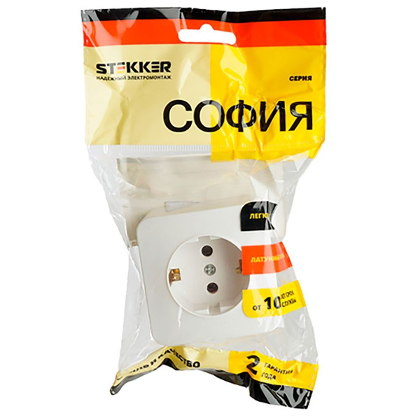 Розетка 2P+PE Stekker София белый MST16-11-01 49302