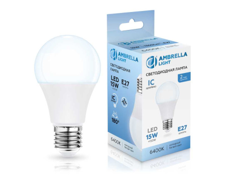 Лампа светодиодная Лон A60 15W 6400K Ambrella light Bulding 601506