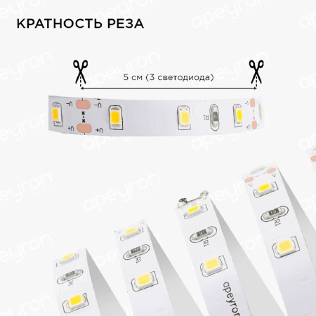 Светодиодная лента Apeyron 4,8W/m 60LED/m 5050SMD теплый белый 1M 10-66