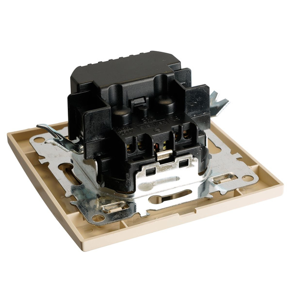 Розетка 1-местная с/з Stekker, PST16-9016-02, 250В, 16А с USB+ type C Эрна, слоновая кость 50077