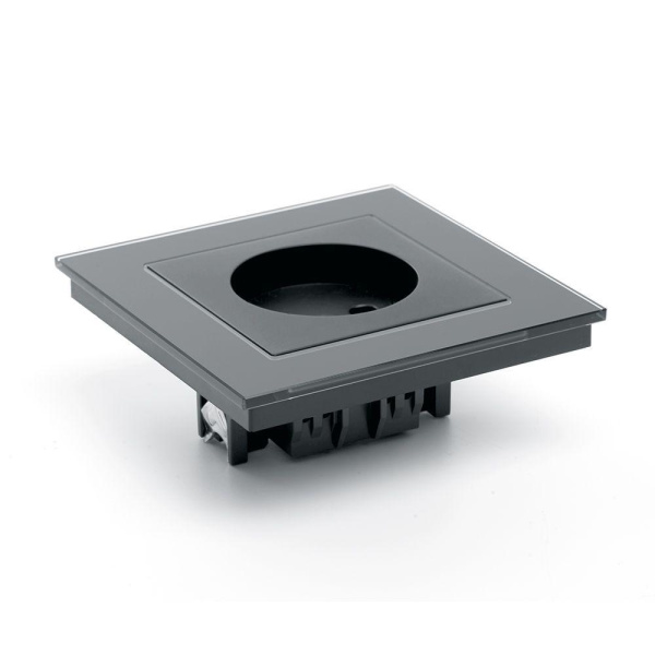 Розетка 2P Stekker Катрин со шторками черный GLS10-7009-05 39512