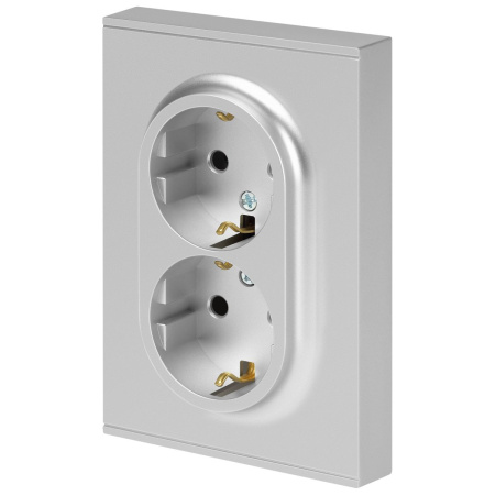 Розетка ЭРА Arktik 16-2104-03 двойная с заземлением 2X2P+E Schuko 16А-250В алюминий Б0070446