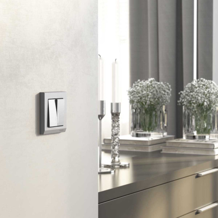 Выключатель двухклавишный с подсветкой Werkel серебряный матовый W1120165 4690389195532