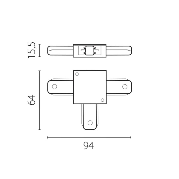 Соединитель T-образный однофазный к 50202X-P, 50203X-P Lightstar Barra 502137-P