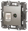 Розетка ЭРА Elegance 14-3110-16 RJ45+TV, титан Б0065768