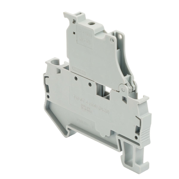 Зажим пружинный Stekker, 2-проводной проходной 4,0 мм² (JXB ST 4) с размыкателем и предохранителем, LD552-1-00, серый 50188