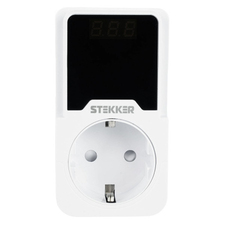 Реле напряжения для розетки регулируемое Stekker VPR-200W, 230В,16A,белый 50689