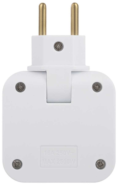 Разветвитель электрический ЭРА SPF-2-FL-USBC поворотный на 2 розетки + 2USB A+C 10А белый Б0069090