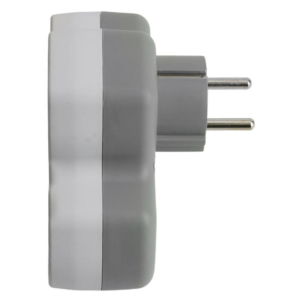 Разветвитель сетевой 2-местный с/з Stekker ADP16-15-20, 250V, 16A и USB+Type C на 2.4А, белый/серый 50071