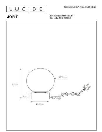 Настольная лампа Lucide Jorit 45563/25/61
