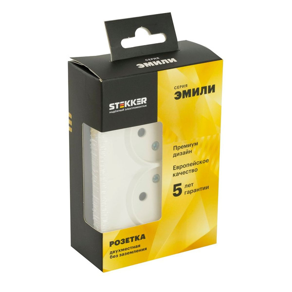 Розетка двойная 2P Stekker Эмили со шторками белый фарфор RST16-5116-01 49877