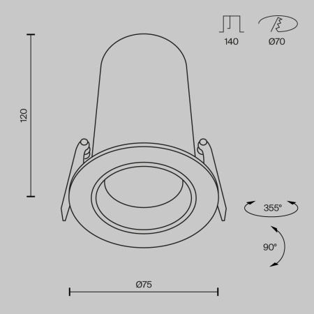 Встраиваемый светодиодный спот Maytoni Technical Focus Led DL125-L12-4K-B