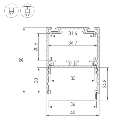 Профиль Arlight SL-Line-4050-3L-2000 Anod 044666