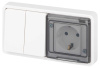 Блок розетка с выключателем ЭРА Эксперт 11-7522-01 двойным IP55 16A-10AX-250В горизонт. СУ белый Б0063274