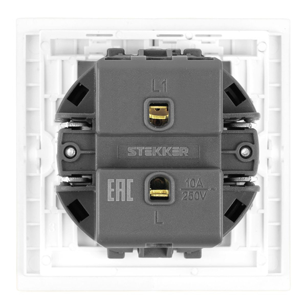 Выключатель 1-клавишный самовозвратный (механизм), Stekker, 250В, 10А Мия, RSW10-3112-01, белая магнолия 50572