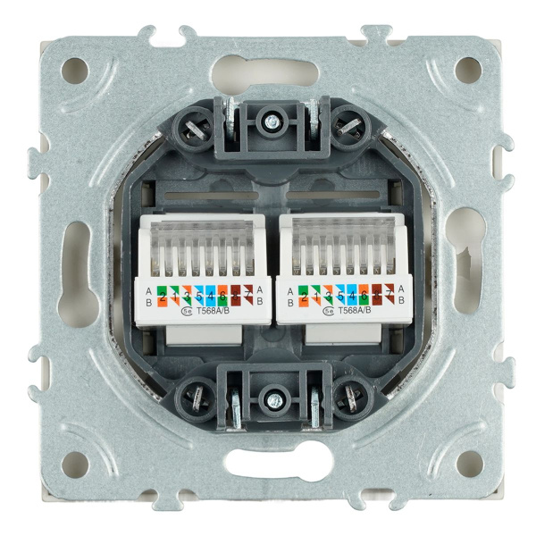 Розетка компьютерная 2-местная RJ-45 (механизм), Stekker Эмили, RST00-5111-08, кашемир, soft touch 49900