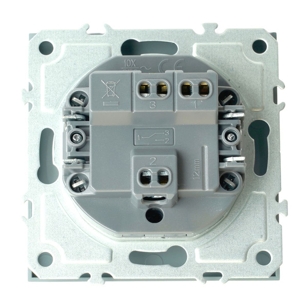 Переключатель 1-клавишный (механизм), STEKKER, 250В, 10A, серия Эмили, RSW10-5105-10, платиново-серый, soft touch 49945