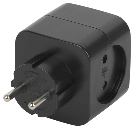 Разветвитель электрический ЭРА SP-2-USB-B на 2 розетки + 2xUSB 2400mA без заземления 10А черный Б0049535