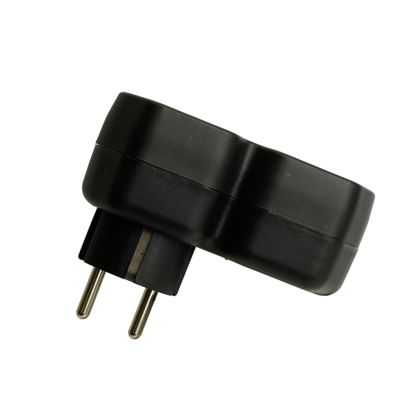 Разветвитель сетевой 2-местный с/з Stekker ADP16-12-21, 250V,16A, ABS огнеустойчивый пластик, черный 50107