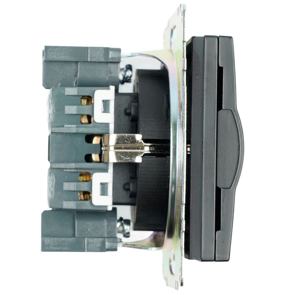 Розетка 2P+PE Stekker Катрин со шторками крышкой черный GLS16-7112-05 39608