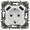 Розетка ЭРА Elegance 14-4109-01М 2P+E 16A-250В штор. с 2xUSB 5В-3А белый матовый Б0065773