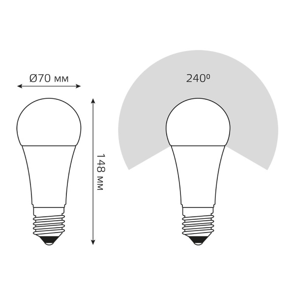 Лампа светодиодная Gauss E27 22W 6500K матовая 102502322