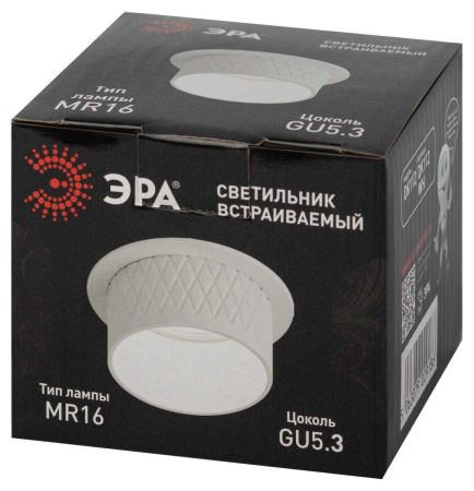 Светильник встраиваемый декоративный ЭРА DK112 WH под лампу MR16 GU5.3 белый Б0058434