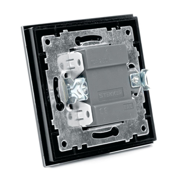 Выключатель одноклавишный Stekker Катрин черный GLS10-7003-05 39505