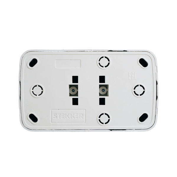 Розетка накладная 2-местная б/з Stekker, PST10-502-20, пластик АВS, 250В, 16А, IP20 Basic, белый 50075