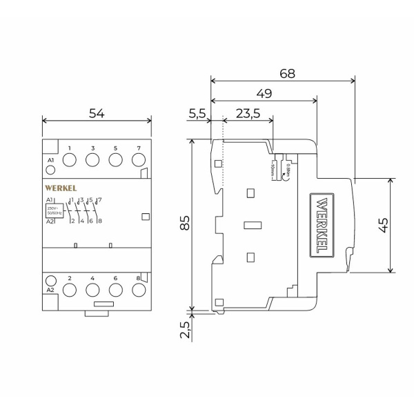 Контактор модульный 63 A 4NO (3 модуля) Werkel W943M63O 4690389212130