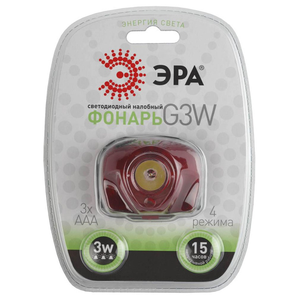 Налобный светодиодный фонарь ЭРА от батареек G3W Б0002249