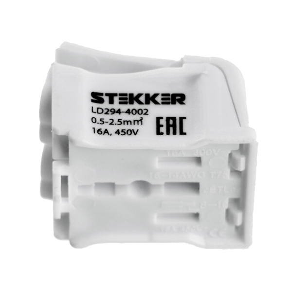 Клемма монтажная STEKKER, LD294-4002, для подключения фазных проводников, 2 контактные группы (3 ввода, 3 вывода на полюс)