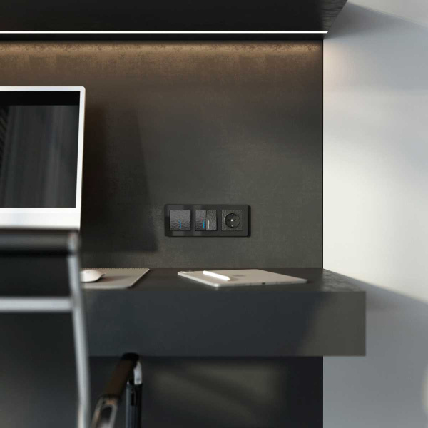 Выключатель Werkel Hammer одноклавишный с подсветкой черный W1210108 4690389162015